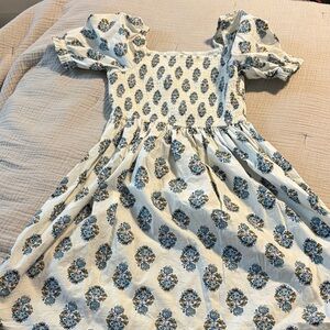 Crewcuts Blue and Cream Floral Kids Dress